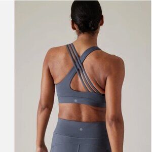 Athleta Train Free Strappy Sports Bra (A-C Cup) in Aspen Slate Blue Large